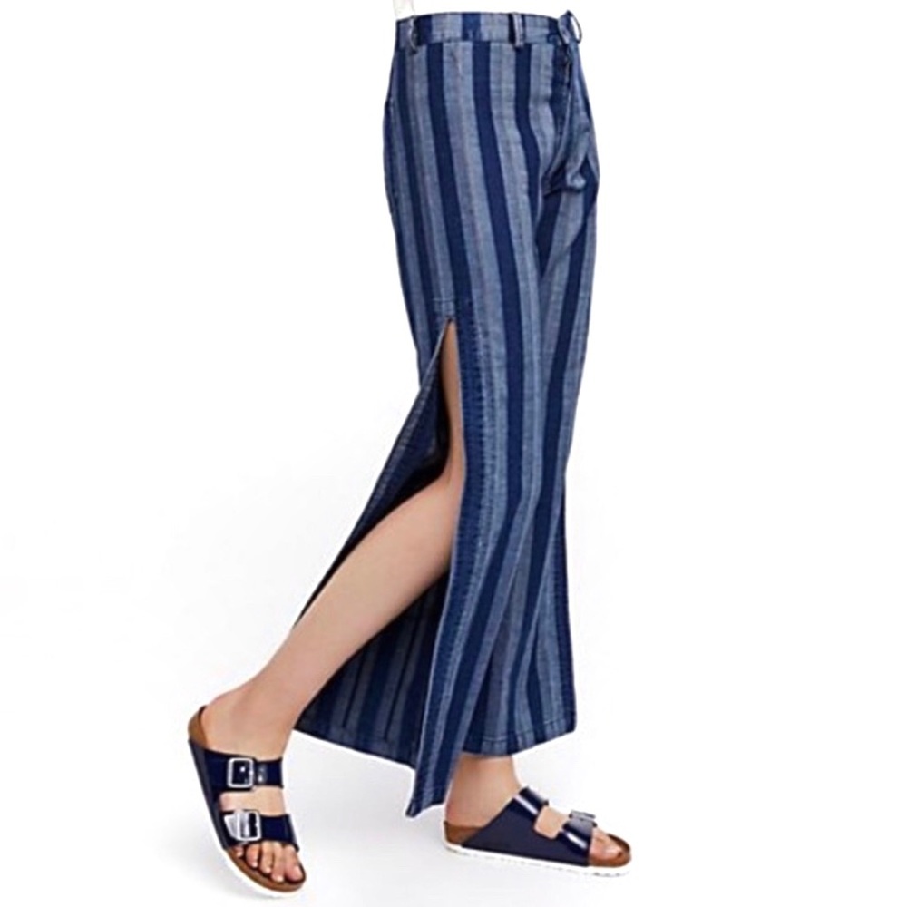 Free People | Striped wide-leg jeans w/ side slit